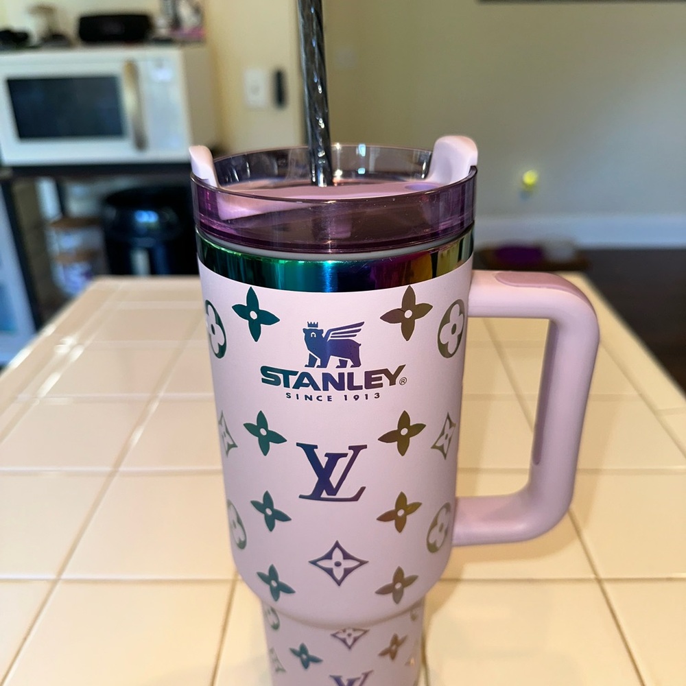 Designer Stanley Purple Travel Mug with Iridescent Monogram Accents